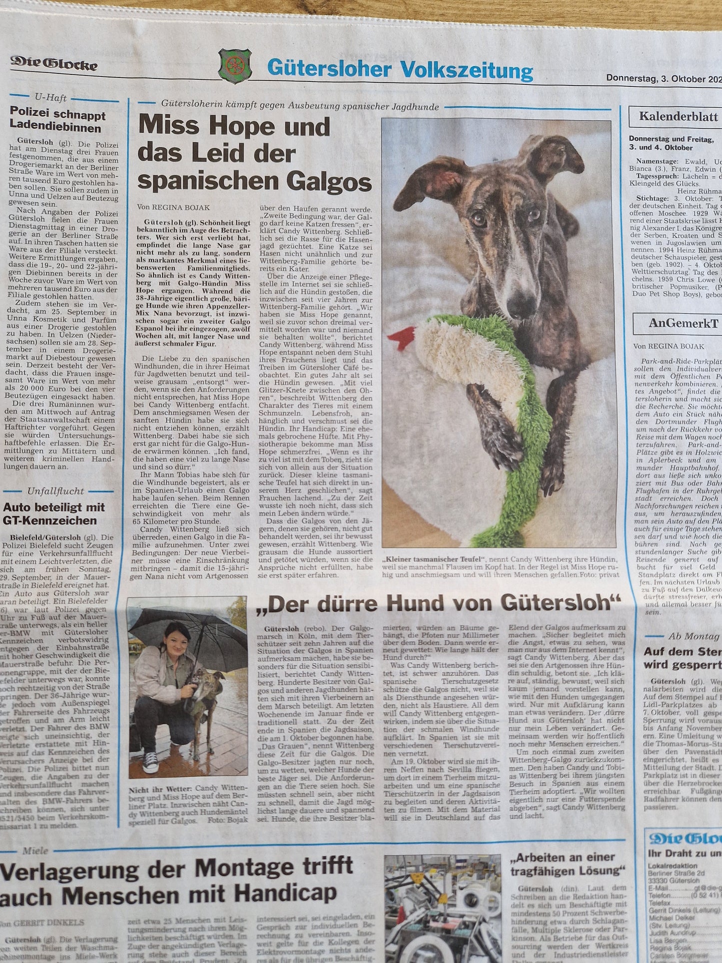 3.10.2024 wir sind in der Zeitung Die Glocke
