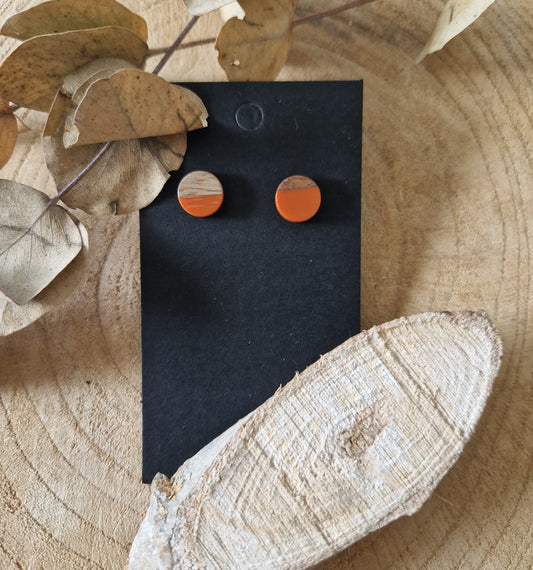 Holz & Harz Ohrstecker Orange