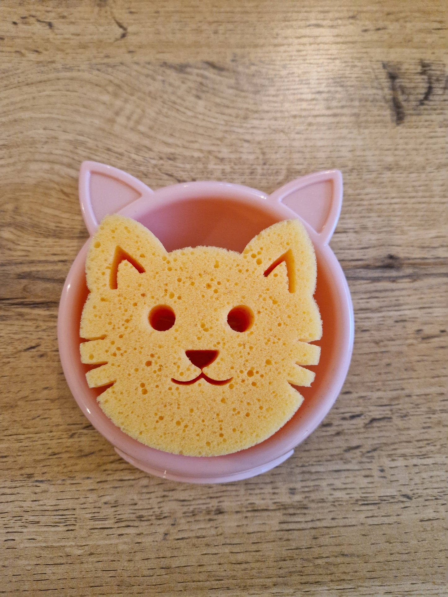 Katzennapf rosa mit Katzenschwamm