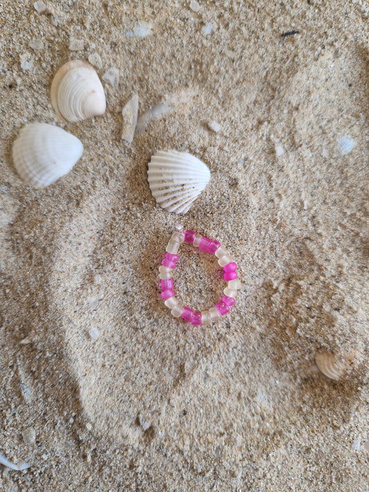 Fingerring glasig rosa küsst gelb