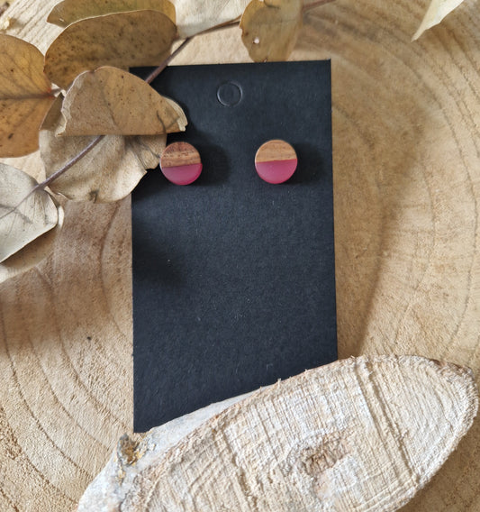 Holz & Harz Ohrstecker Beerenfarig